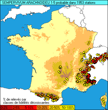 Carte de la flore probable pour ce taxon