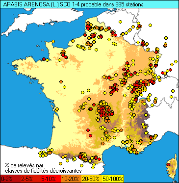 Carte de la flore probable pour ce taxon