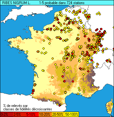 Carte de la flore probable pour ce taxon