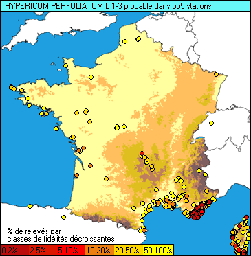 Carte de la flore probable pour ce taxon