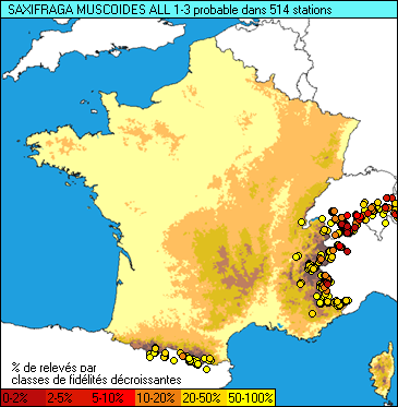 Carte de la flore probable pour ce taxon
