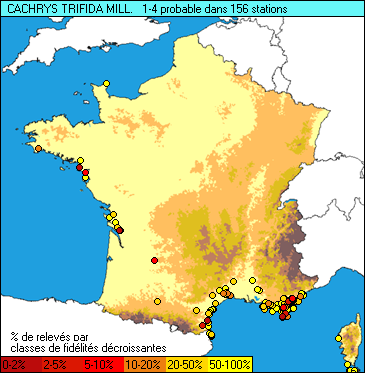 Carte de la flore probable pour ce taxon