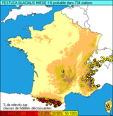 Carte de la flore probable pour ce taxon