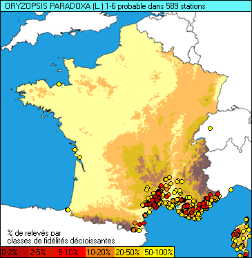 Carte de la flore probable pour ce taxon