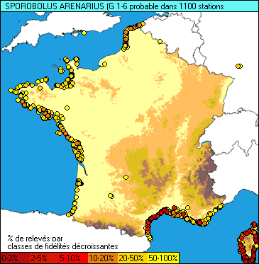 Carte de la flore probable pour ce taxon